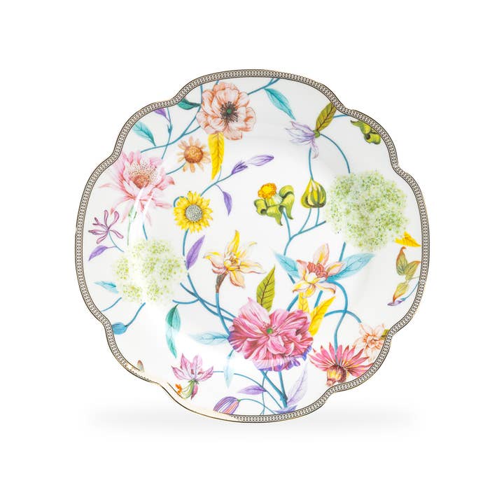 Grace Teaware - Wholesale Dinner Plate - Spring Flowers 9.25" Fine Porcelain Dessert Plate