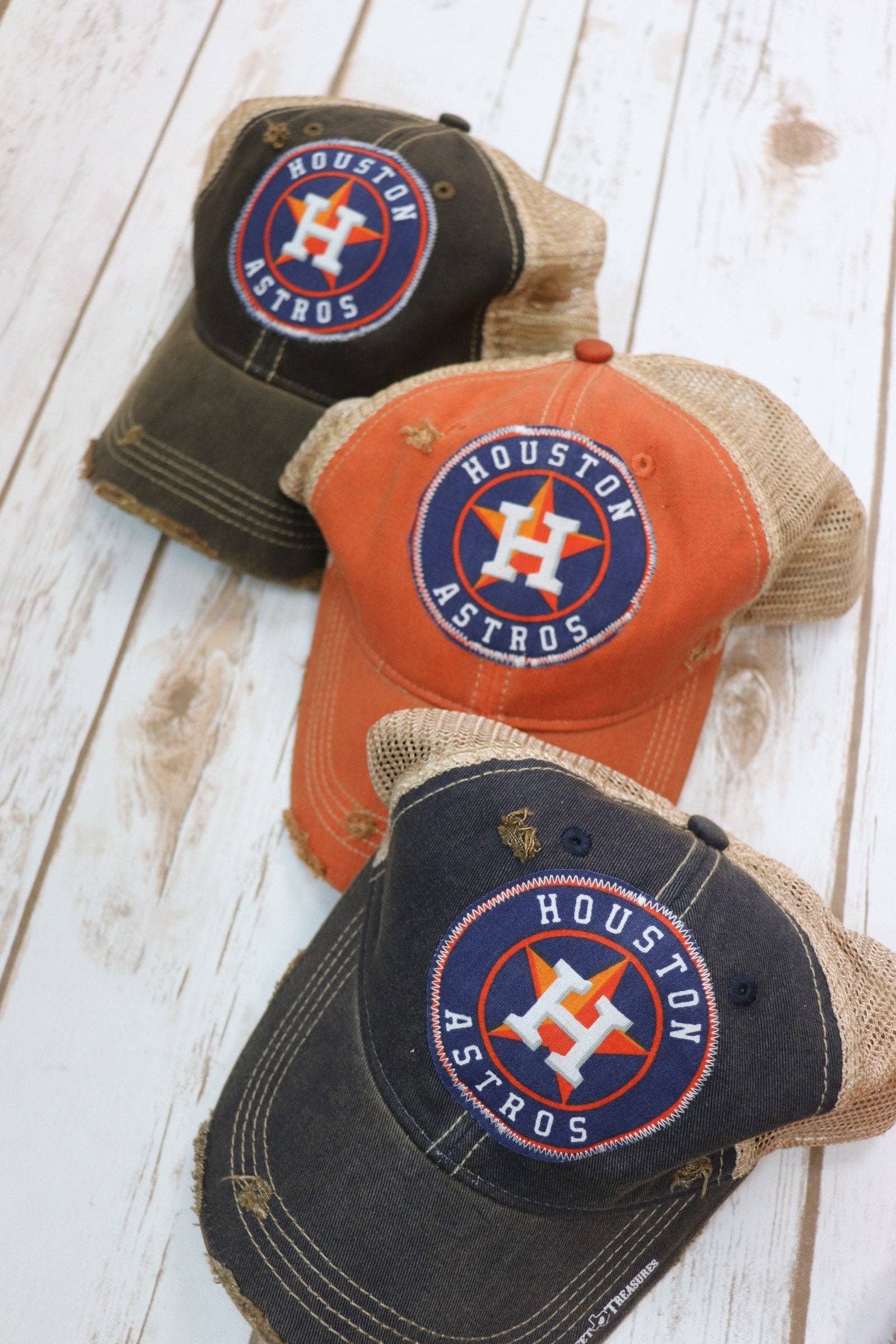Sweet Texas Treasures - Wholesale Trucker Hat - Unisex - Houston Baseball Circle Dirty Trucker Hat [All Colors]9