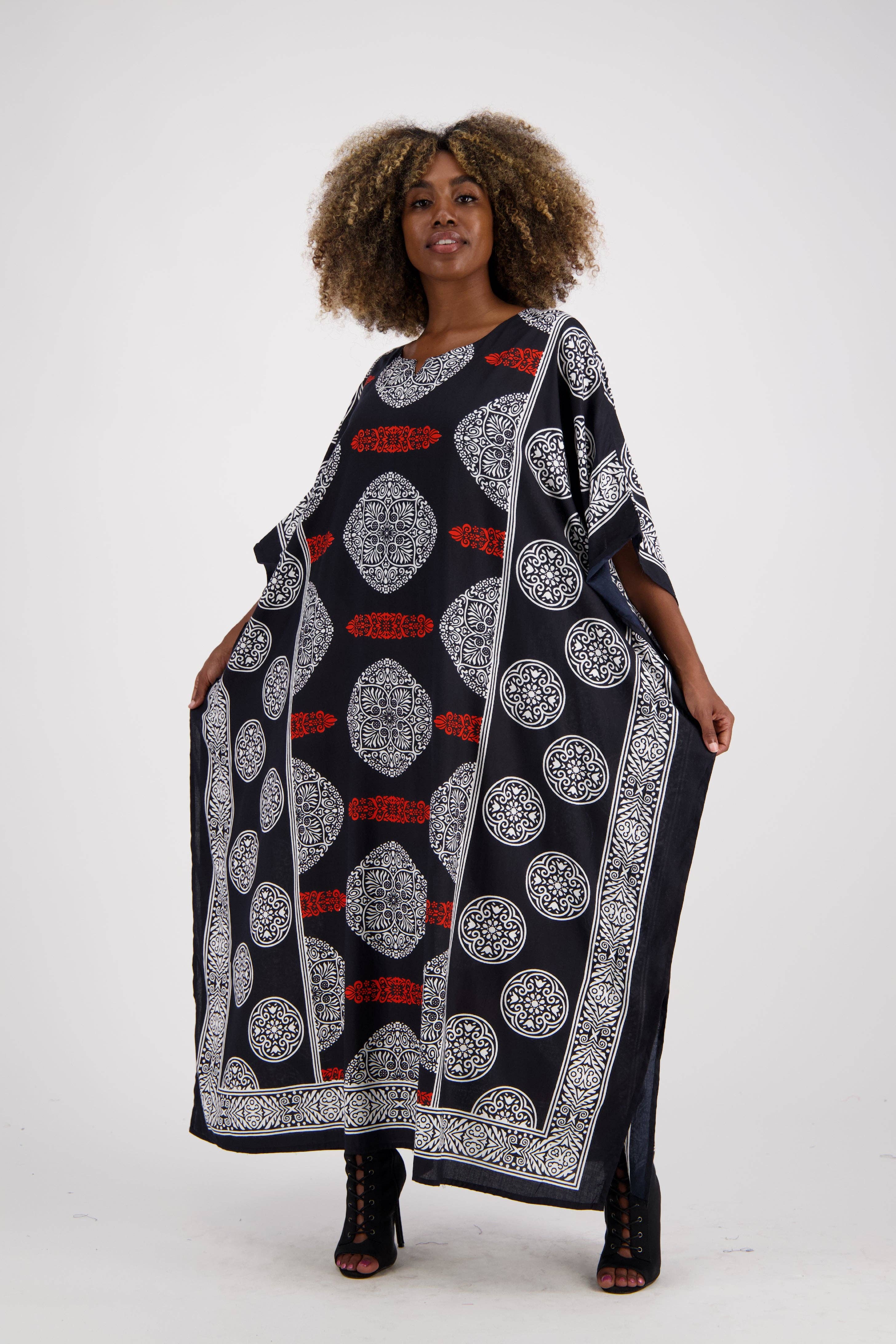 Assorted African Block Print Kaftan KAF-1046 for wholesale on Faire1