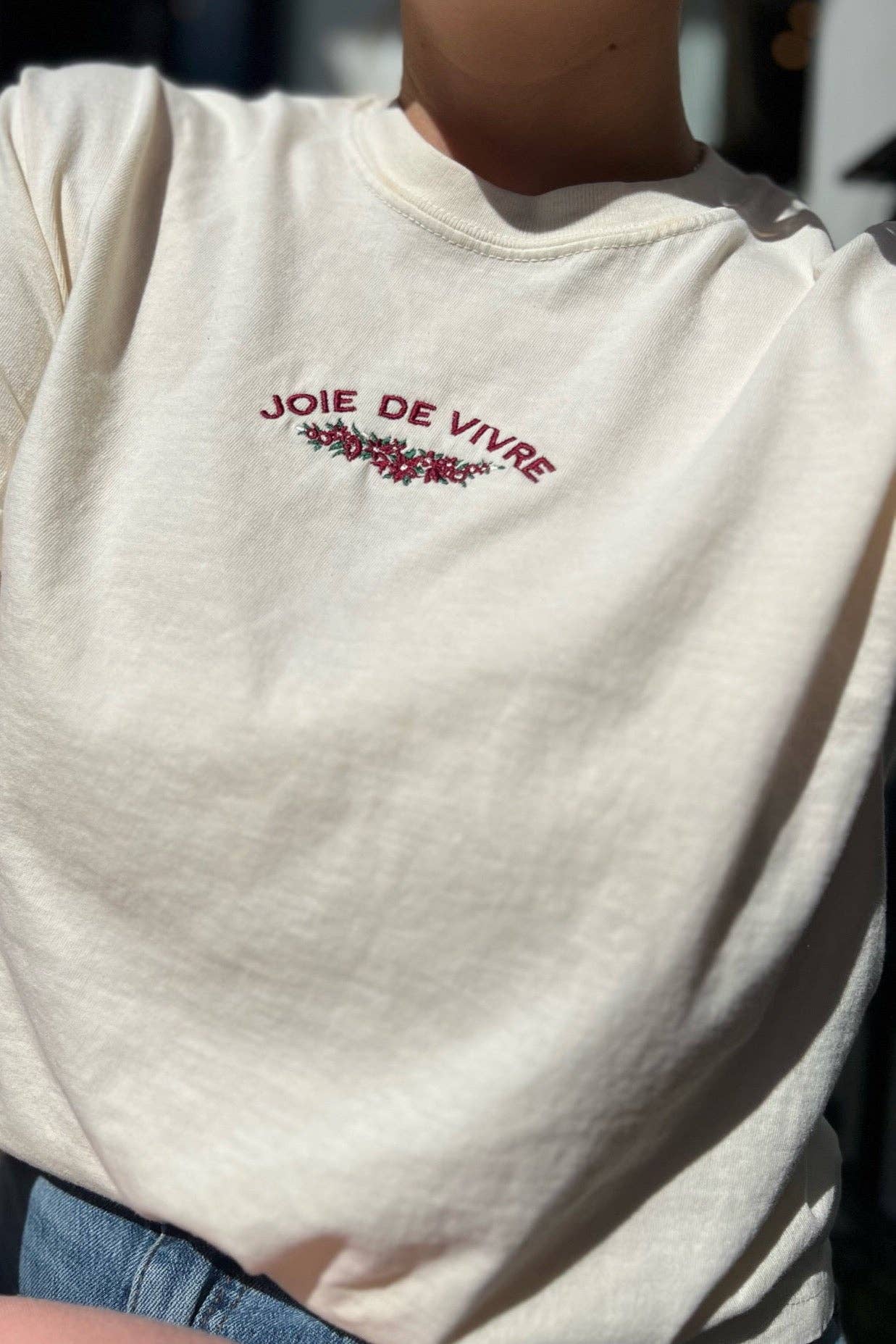 White Joie De Vivre Boxy Tee for wholesale on Faire1