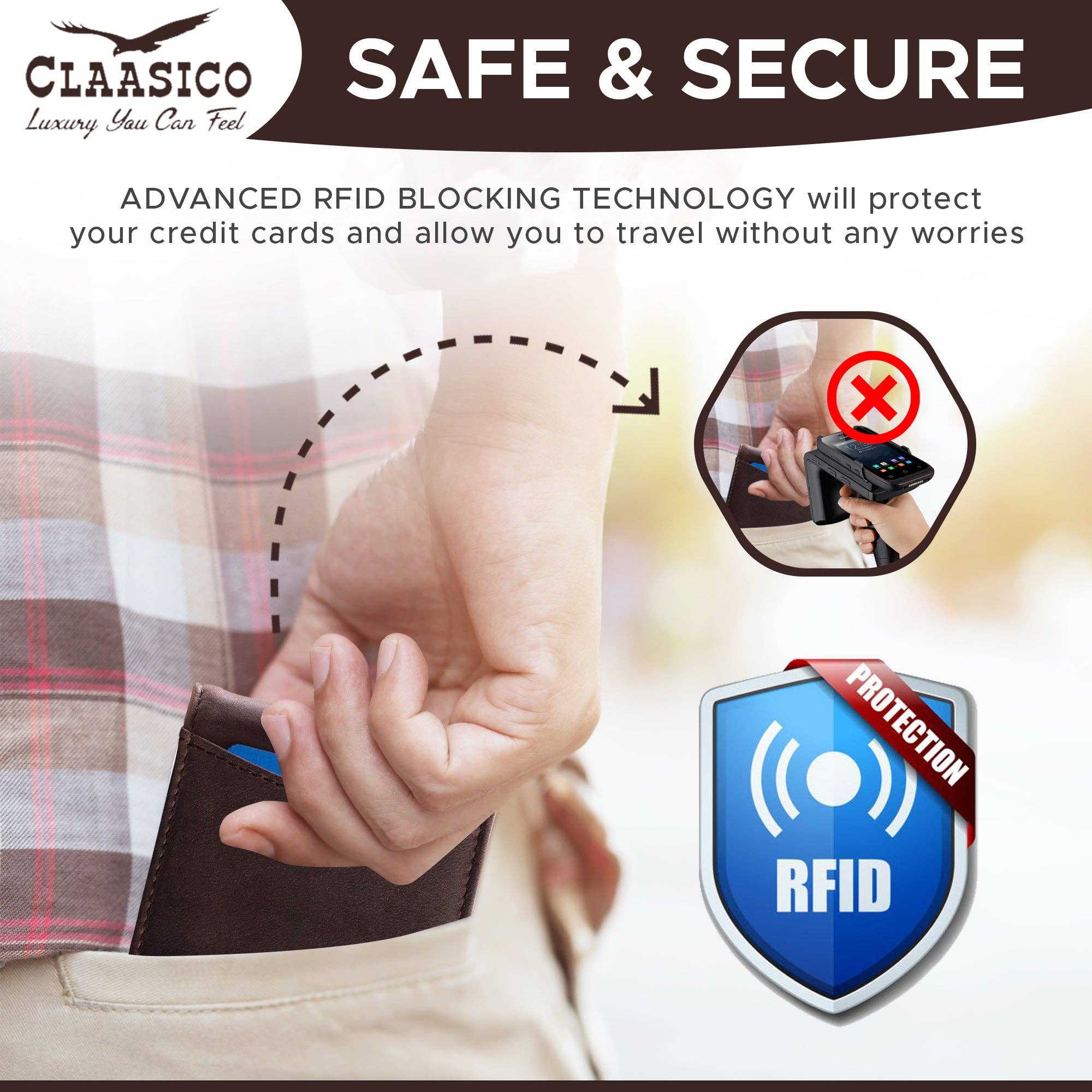 Claasico - Wholesale Wallet - Men's - Small bifold leather money clip wallet with pull strap8