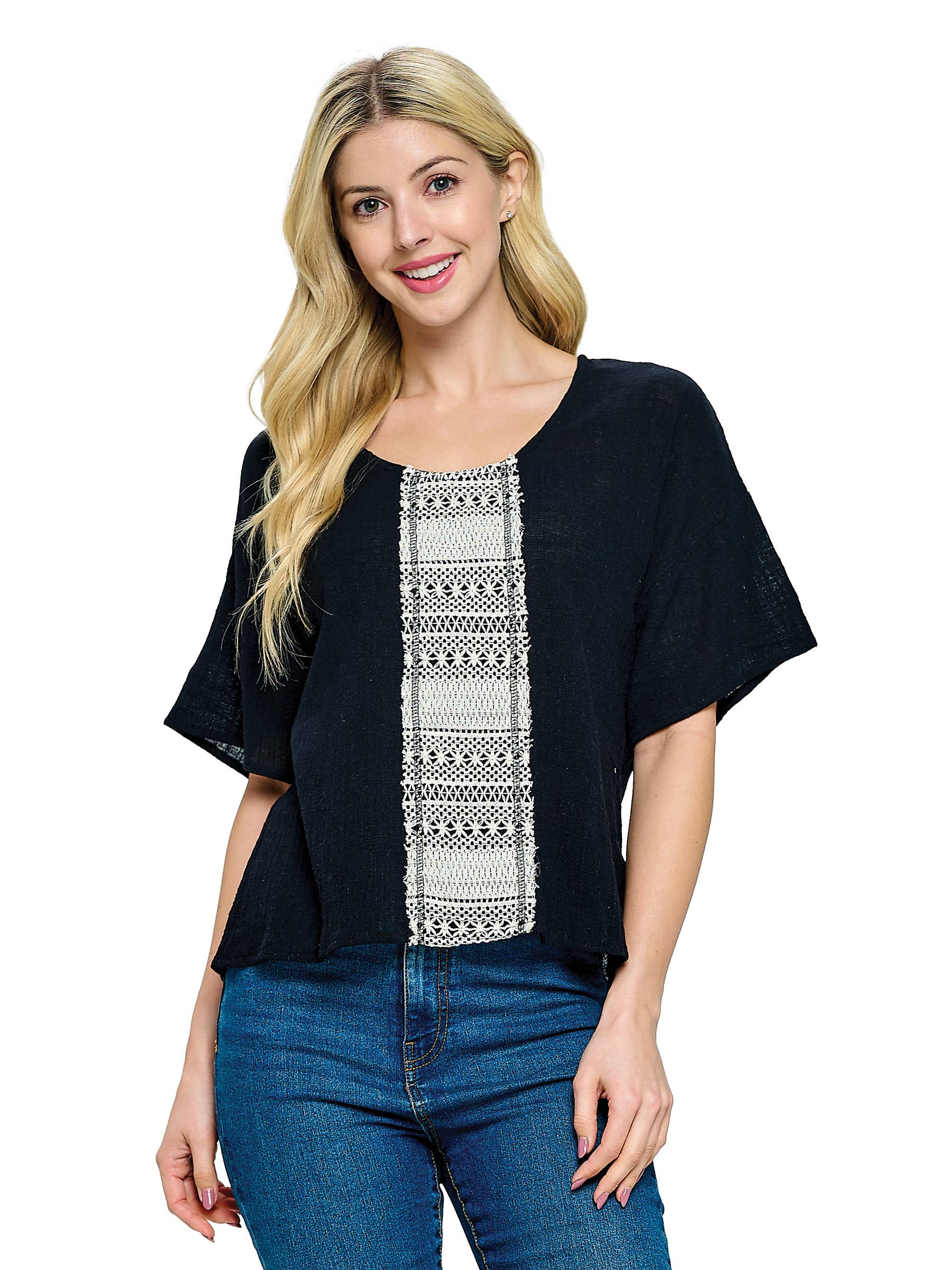Yak & Yeti - Wholesale Blouse - Women's - SALE Boho Top Loose Fit Lace Detail (Reg. $17)6
