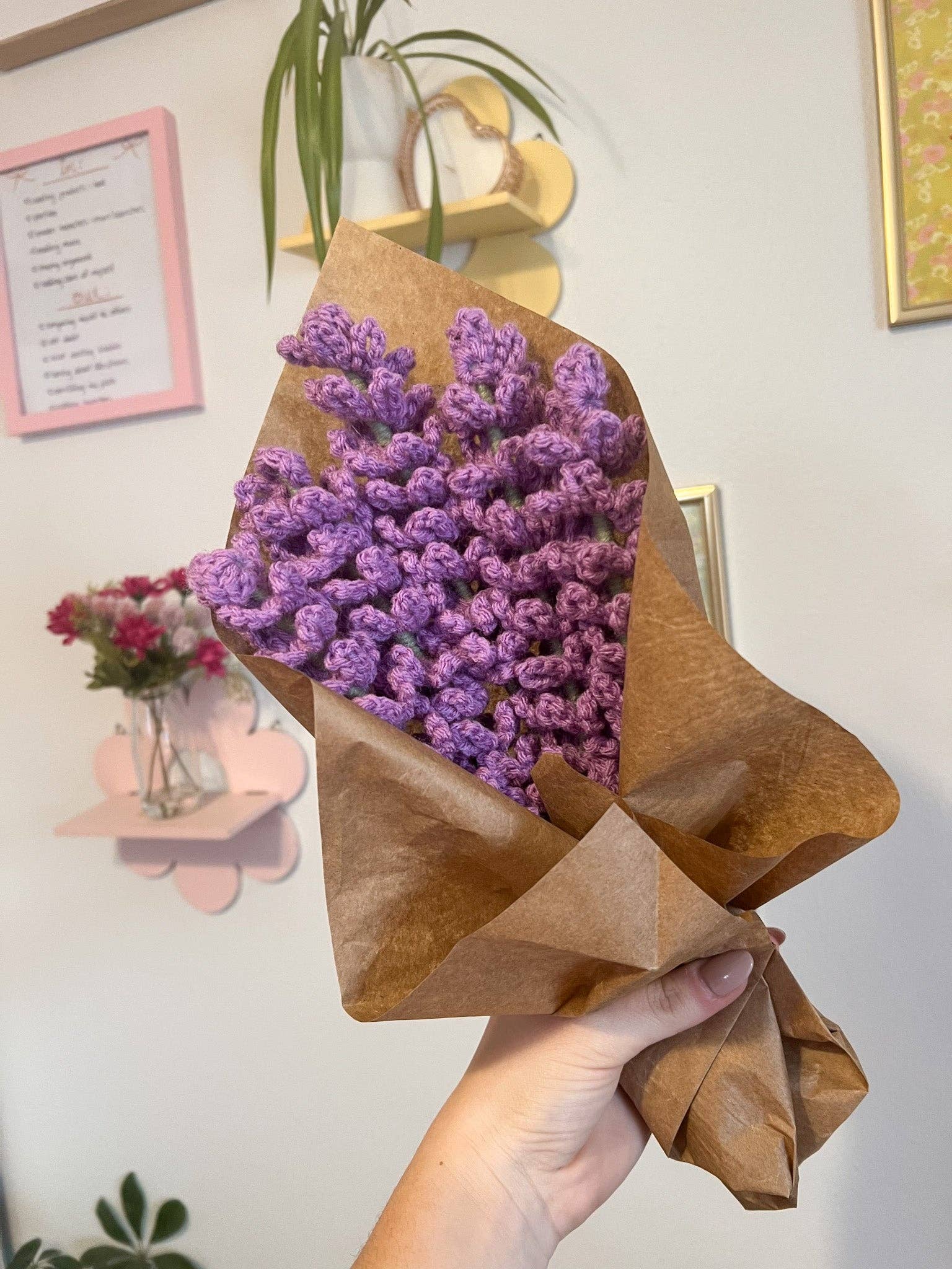 Brenna M & Co - Wholesale Artificial Flowers - Crochet Dark Lavender Flower