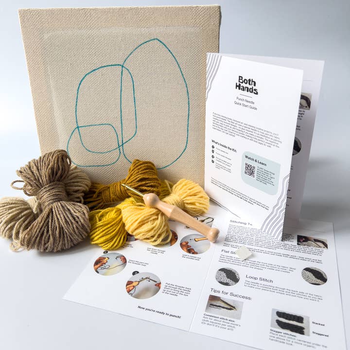 Both Hands Crafts - Wholesale DIY Craft Kit - "Pebbles III" - Beginner Punch Needle Kit - Wall Art1