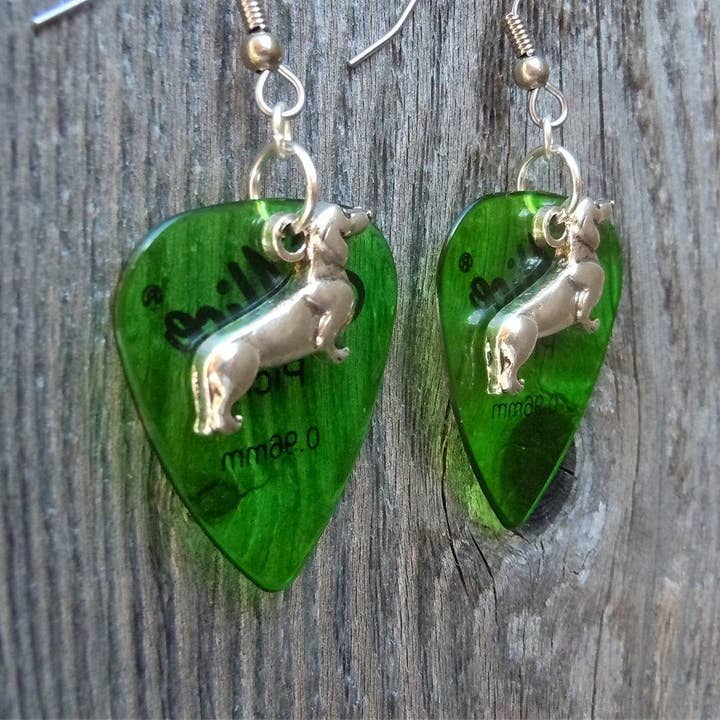 Simply Raevyn - Wholesale Dangle Earrings - Dachshund Charm Guitar Pick Earrings14