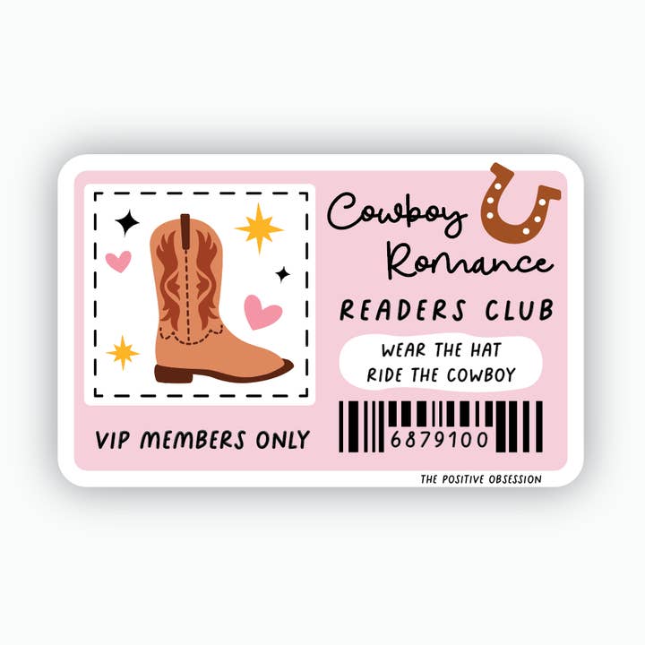 Cowboy Romance Readers Club Vinyl Sticker, Book Lover Gift for wholesale by Purple Ink Paperie