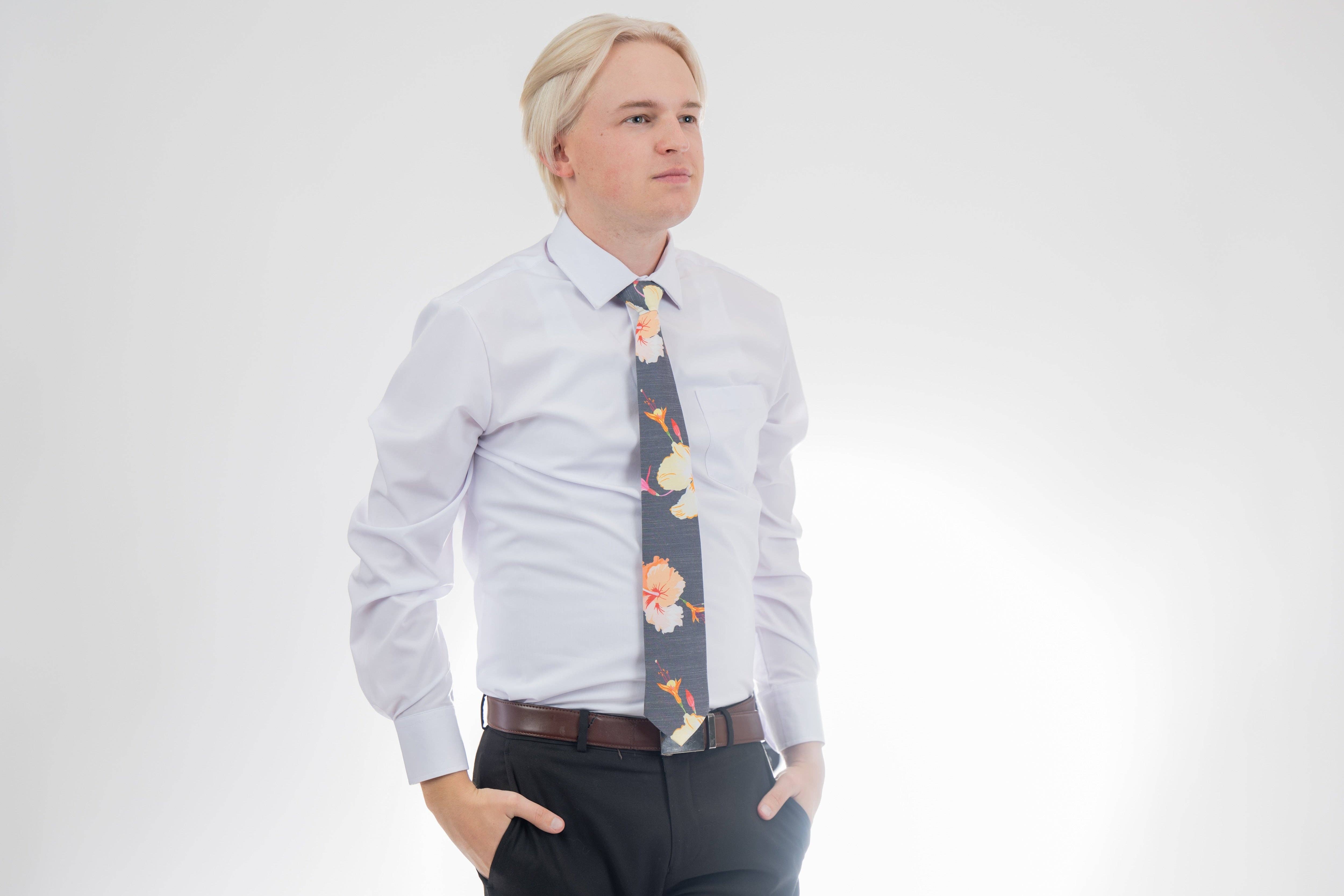 Bombora Ties - Wholesale Necktie - Men's - Sky Hibiscus3