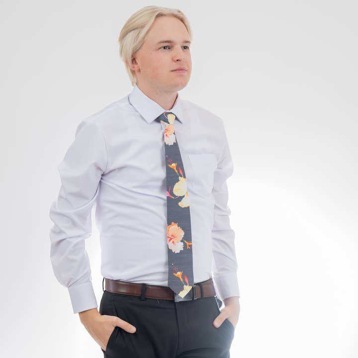 Bombora Ties - Wholesale Necktie - Men's - Sky Hibiscus3
