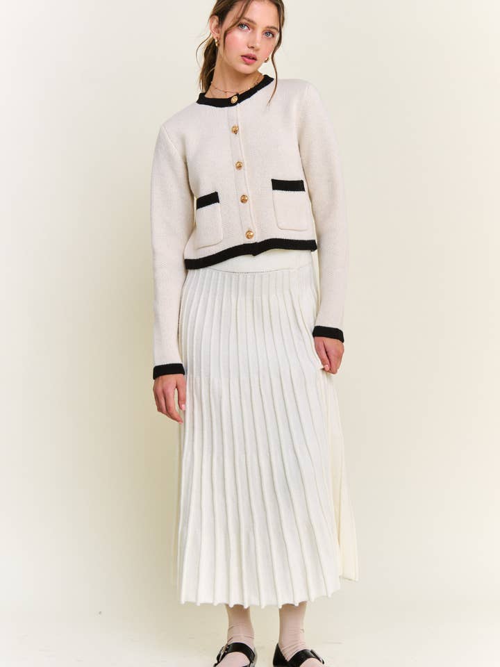 In the Beginning - Wholesale Cardigan - Women's - Ivory Round Neck Boho Cardigan