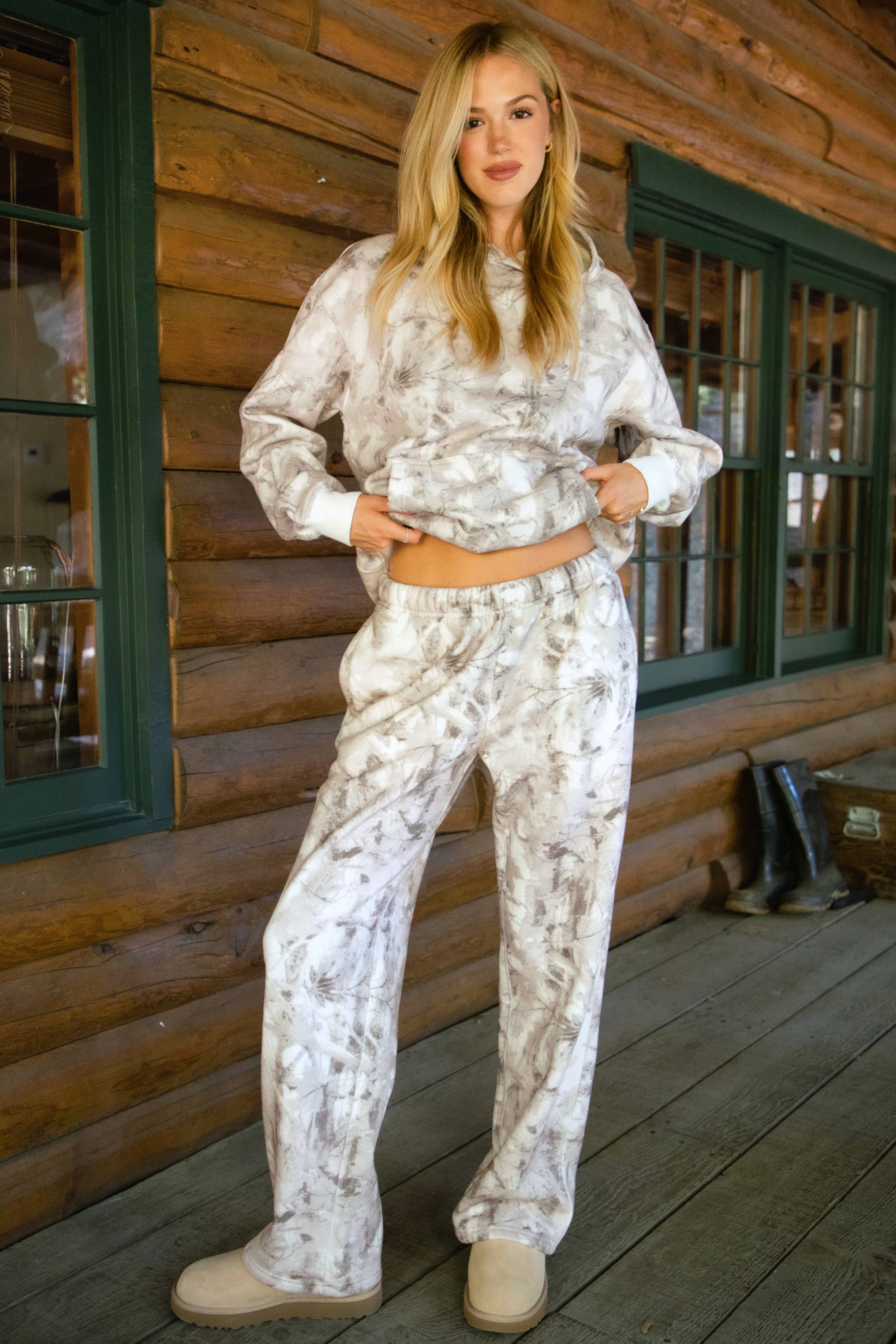 AVERY Light Woodland Camo Lounge Fleece Sweatpants for wholesale on Faire2