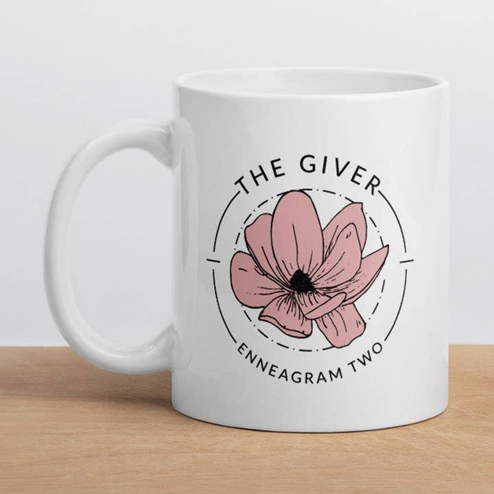 Type Two Enneagram Mug, Floral Geometric Art for wholesale by Kara Eads Creates