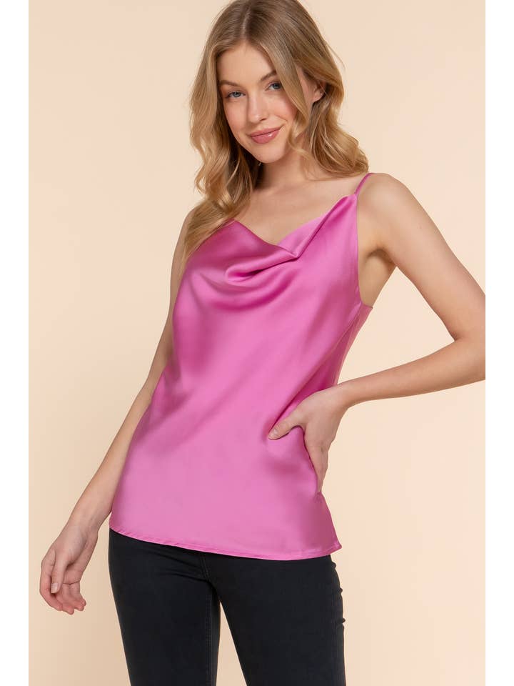 42POPS - Wholesale Camisole - Women's - `.SLIM FIT COWL NECK SATIN CAMI TOP2