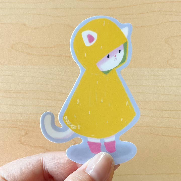 Rainy Cat Waterproof Vinyl Sticker for wholesale by goyangii