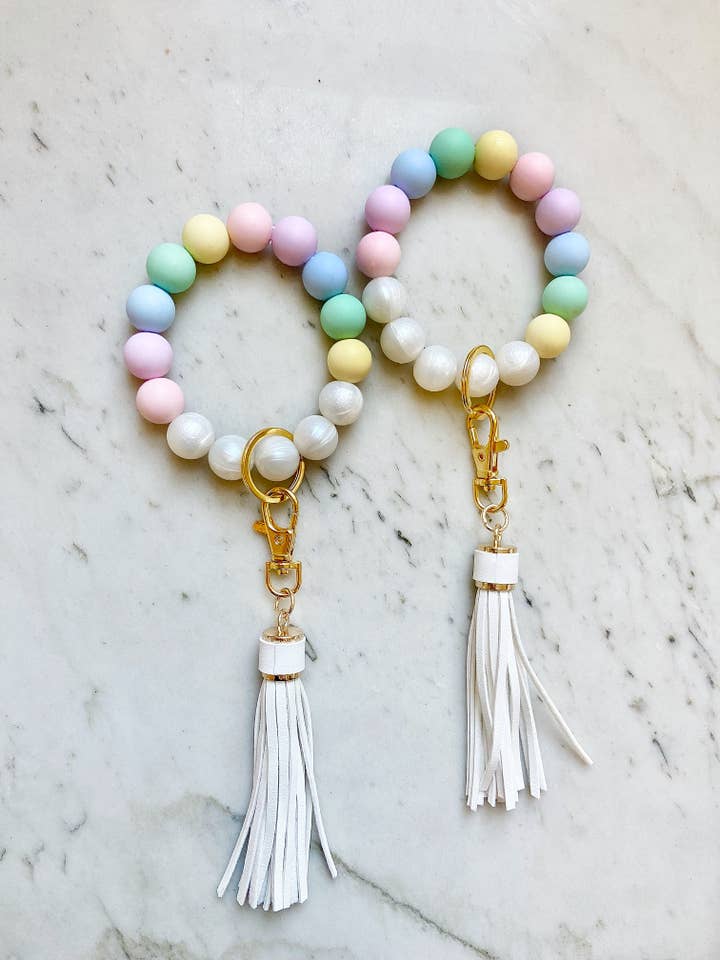 Pastel Wristband Keychain for wholesale by Lanyard Lovebirds