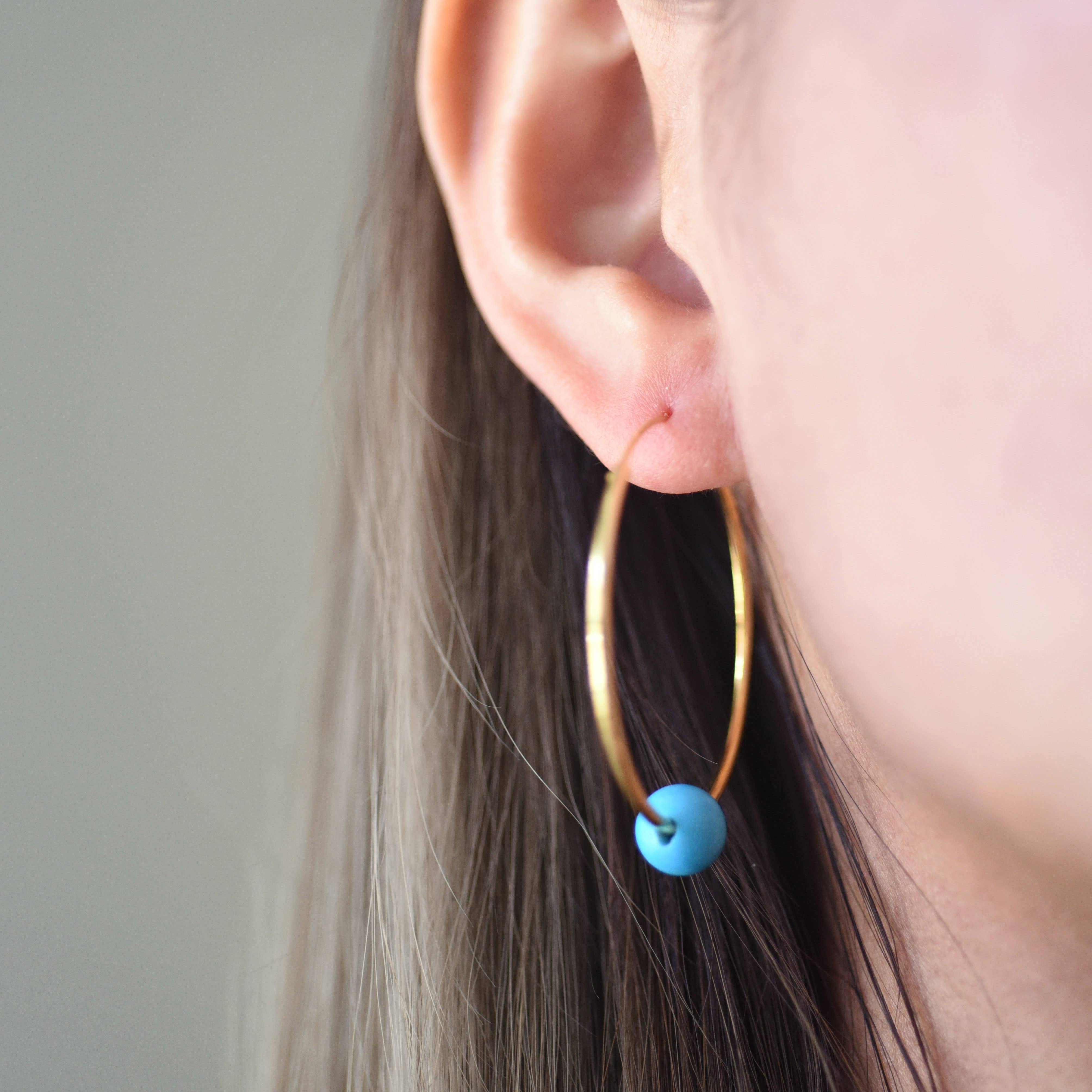 FELIX Z DESIGNS - Wholesale Hoop Earrings - 925 Silver Hoop Earring w/ Gemstone Bead5