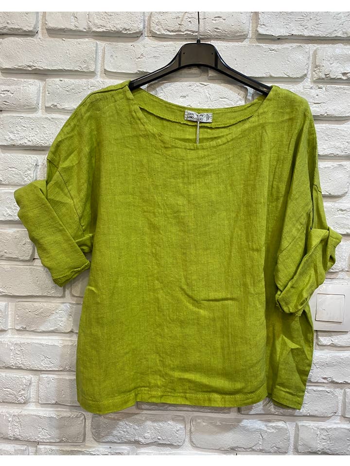la maison des fibres naturelles - Wholesale Blouse - Women's - Round neck linen top 659005 100% linen