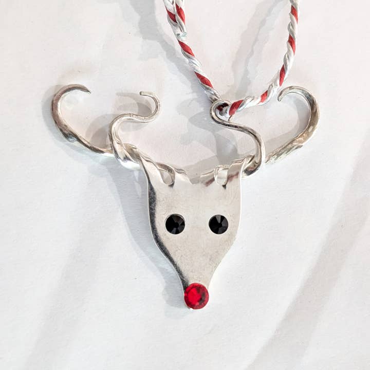 Lost & Forged - Wholesale Ornament - Reindeer Ornament, Silverware Fork Rudolph Ornament