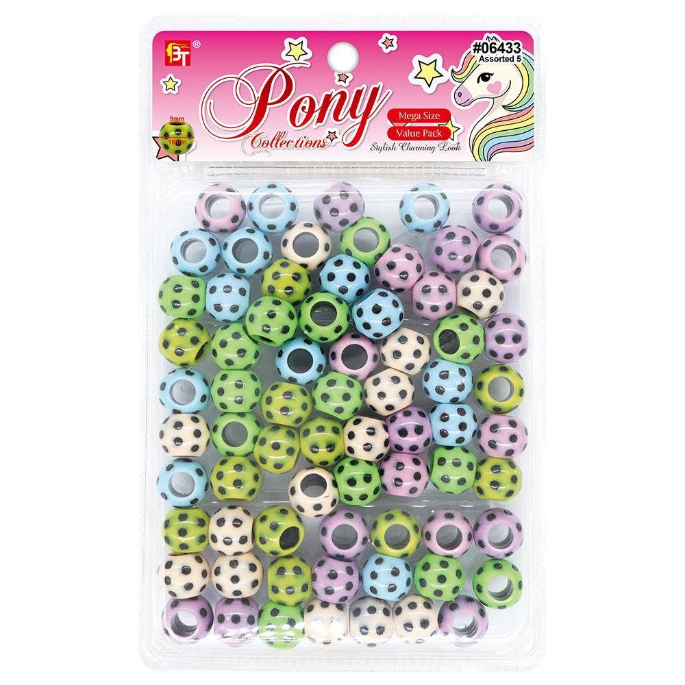 KT Supply - Wholesale Retailer Display - Jewelry - Mega Black Polka Dots Round Beads Value Pack Assoerted 50