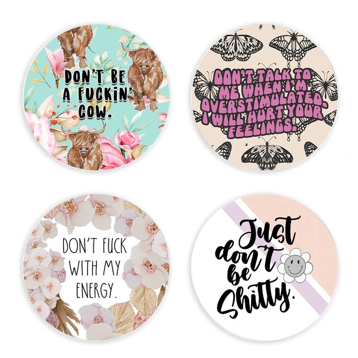 Sous-verre en céramique, lot de 4 - Just Don't pour la vente par Days with Gray