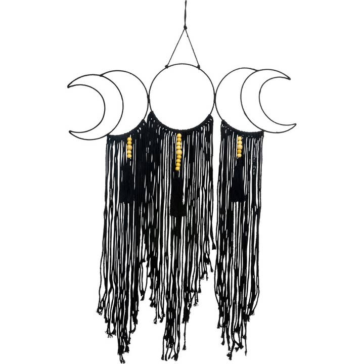 Kheops International - Wholesale Mobile - Metal Wall Hanging w/ Fringe - Moon Phases Black (Each)