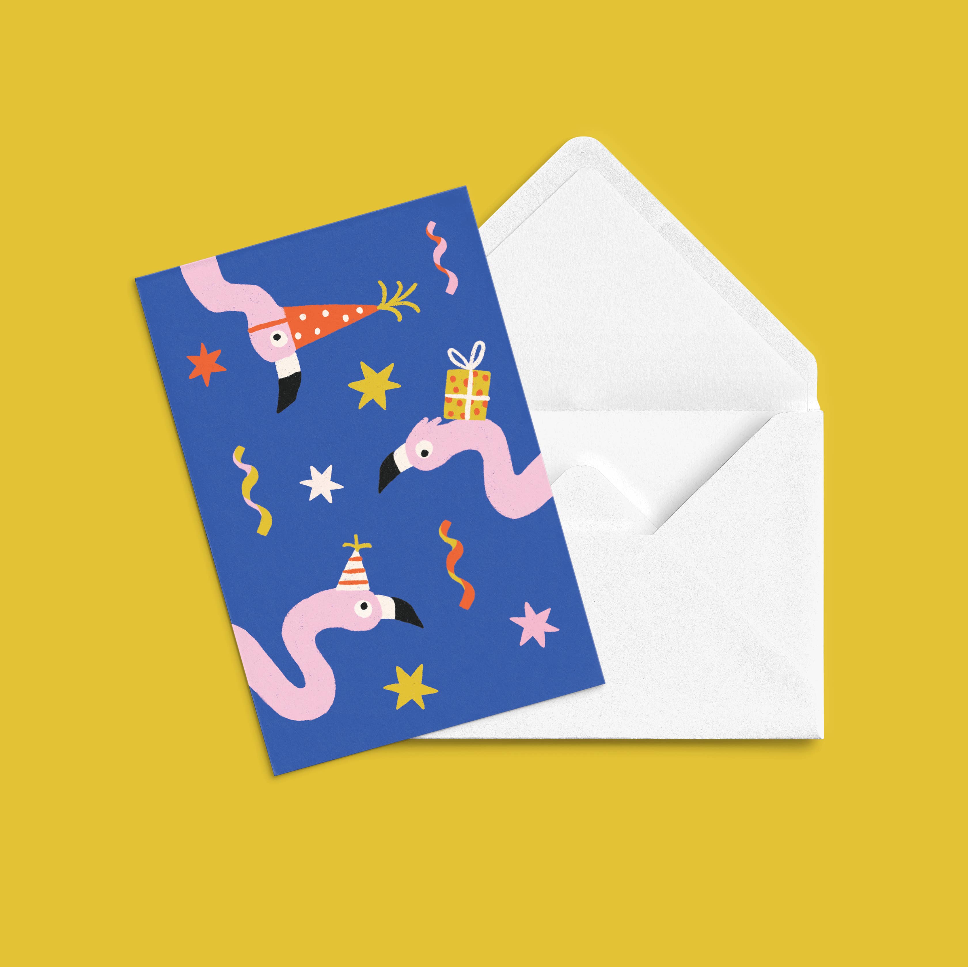 Anne-Julie Dudemaine - Wholesale Everyday Greeting Card - Carte de souhait 'Flamants Festifs'