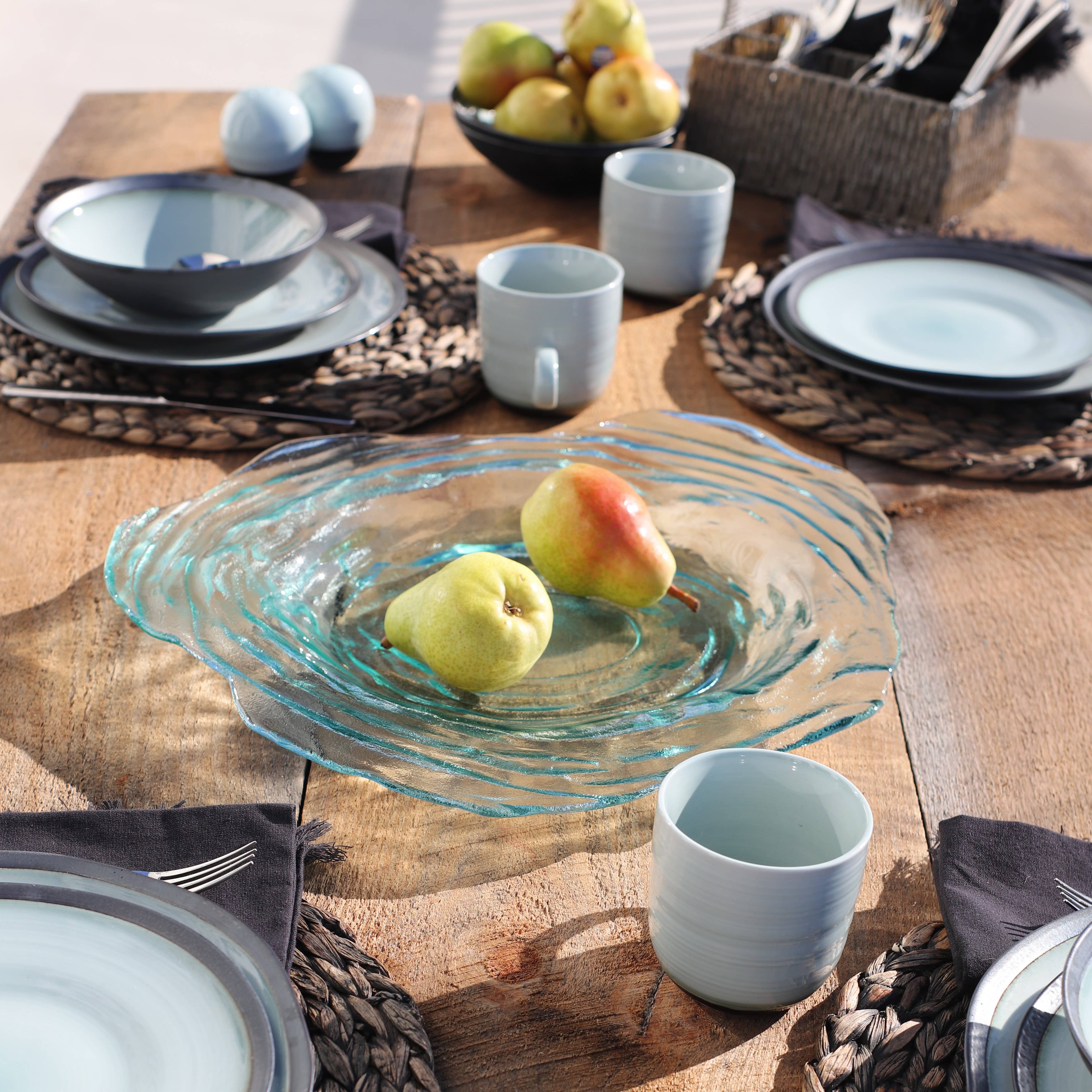 Euro Ceramica Home | ClayBarn - Wholesale Platter - Spanish Recycled Glass Tornado 18" Serving Platter1