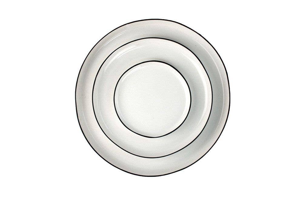Wholesale Set/4 Abbesses Large Plate - Black Rim for your Wholesale Set/4 Abbesses Large Plate - Black Rim for your