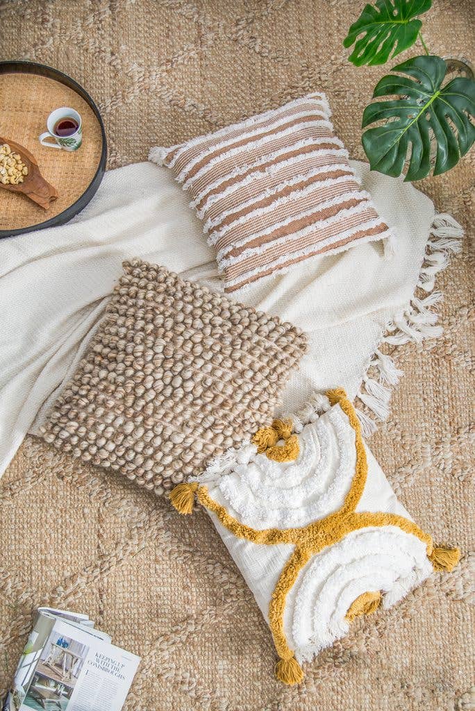 A&B Home Group Inc. - Wholesale Throw/Decorative Pillow - 20x20" Hand Woven Pillow - Beige9