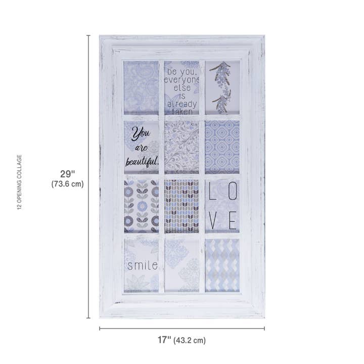 The Melannco 12-Opening White Collage Photo Frame for wholesale on Faire