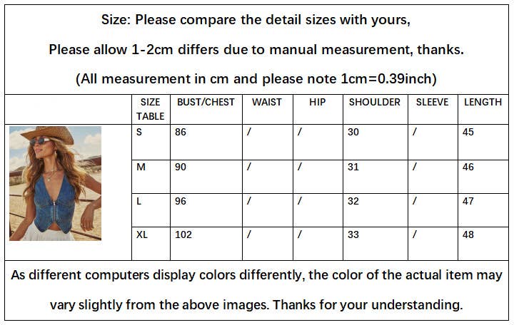 Hope & Sunshine - Wholesale Outerwear Vest - Women's - Sleeveless V-Neck Denim Vest6