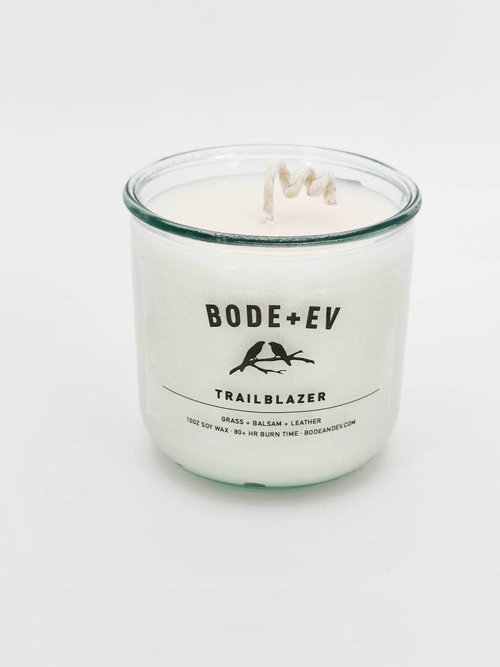 Trailblazer | Leather · Forest Woods Soy Candle + Room Spray for wholesale by Bode+Ev