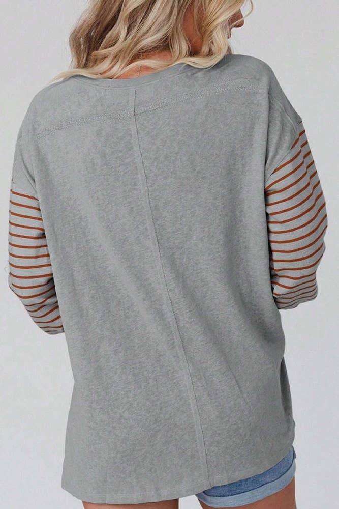 UNISHE - Wholesale Tunic - Women's - Color Block Stripe Long Sleeves Top AXR0642