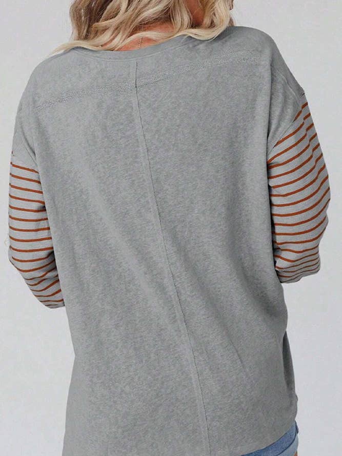 UNISHE - Wholesale Tunic - Women's - Color Block Stripe Long Sleeves Top AXR0642