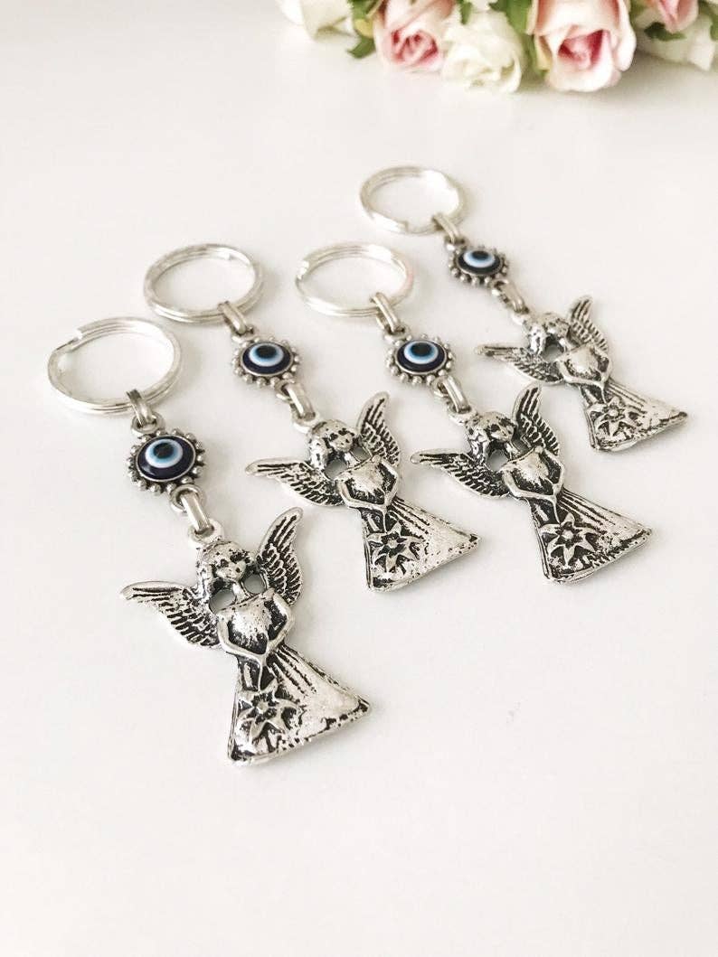Evileyefavor – wholesale Keychain – Women's – Silver Evil Eye Angel Keychain2