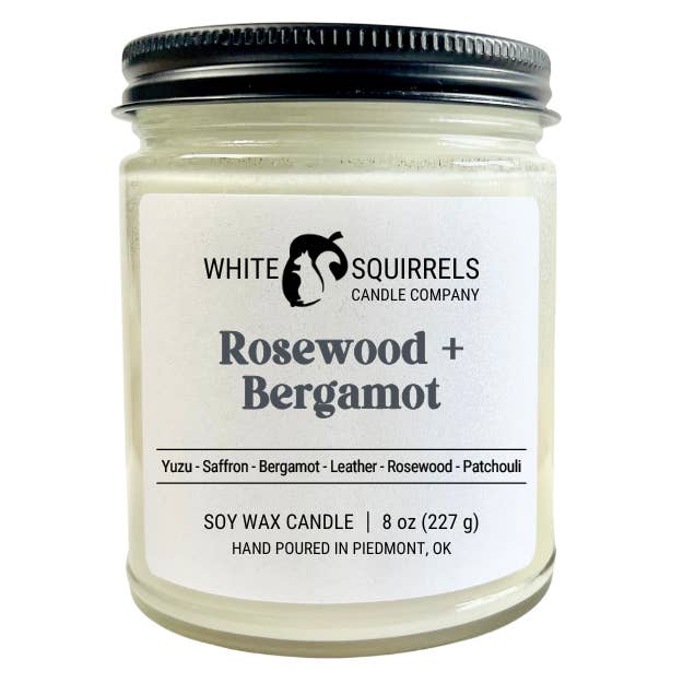 Palissandro + Bergamotto - Vaso di Vetro Dritto da 8oz per la vendita all'ingrosso da parte di White Squirrels Candle Co