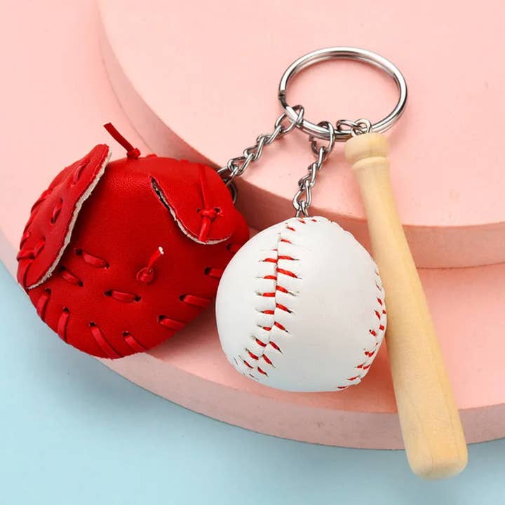 Kate Tuesday Jewelry - Wholesale Keychain – Unisex - Baseball Bat Glove and Ball Key Chain2