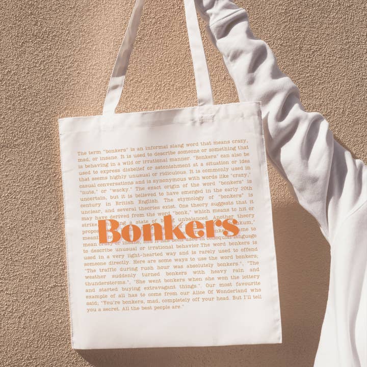 'Bonkers' Slang Tote Bag for wholesale by Love British Lifestyle
