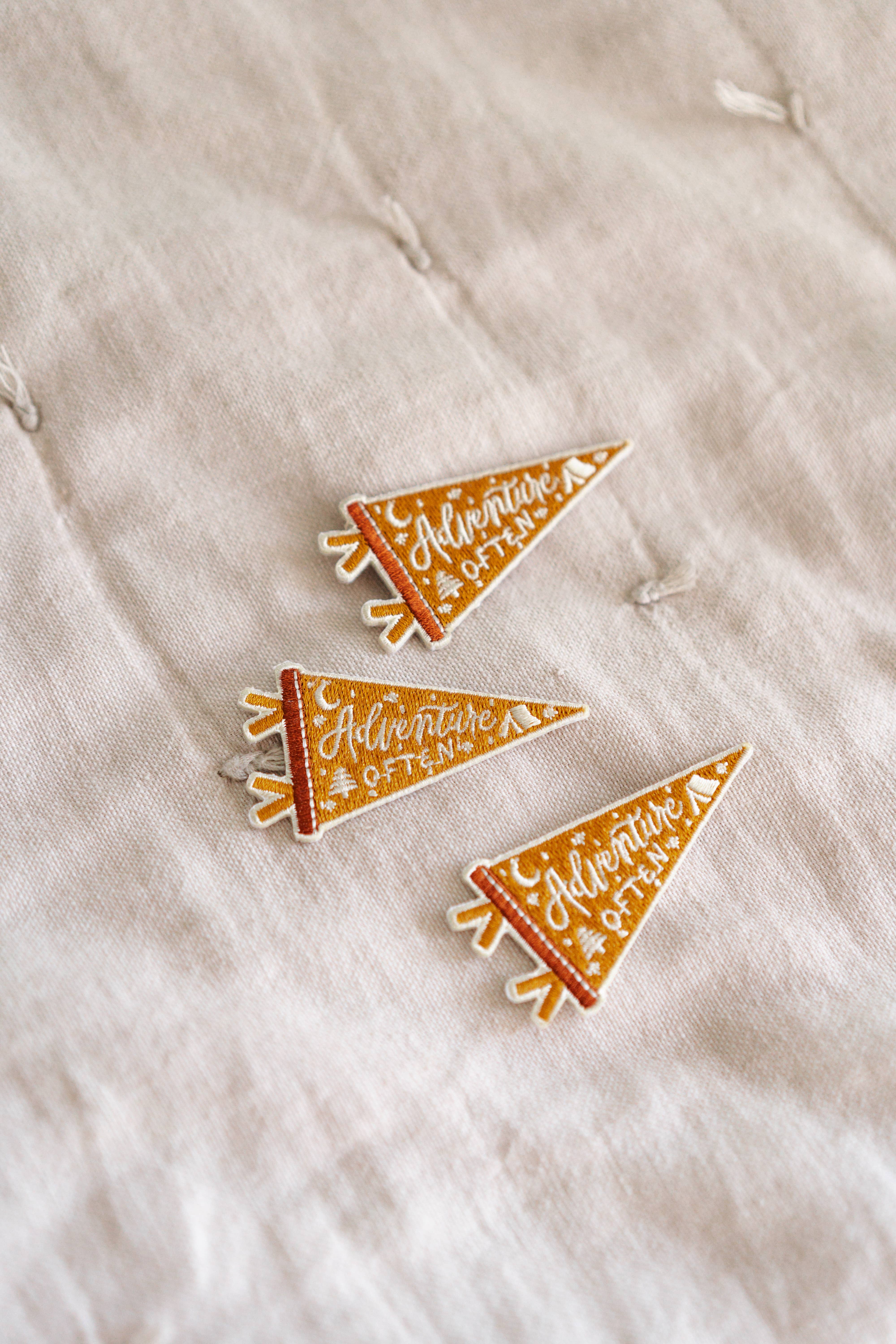 Beah Tolentino - Wholesale Patch - Adventure Often Pennant Flag Embroidered Iron-On Patch 1