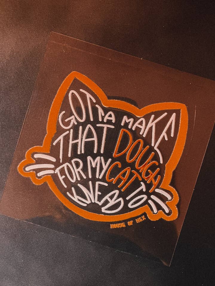 Work for my Cat - UV transfer Sticker no background for wholesale by House of Hex