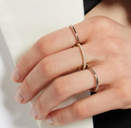 HoopLa - Vendita all'ingrosso Anello midi/a fascia - Nuovo Anello Eternity Multi Banda -fasce impilabili- ACCIAIO-dimensionato8