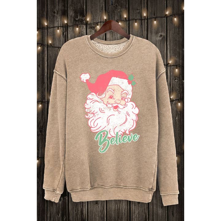 HRTandLUV - Wholesale Sweatshirt - Women's - BELIEVE SANTA MINERAL SWEATSHIRTS1