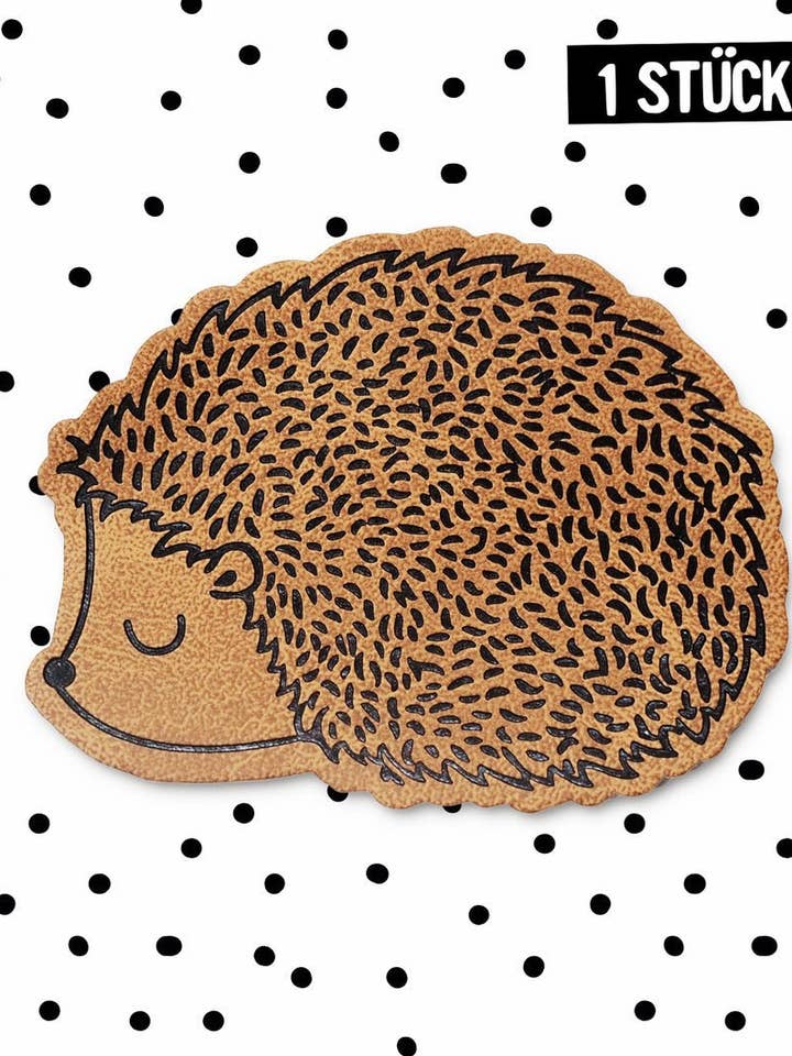 Étiquette en cuir synthétique hérisson à thermocoller pour la vente par Paul und Clara