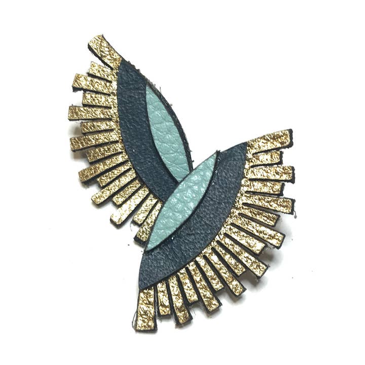 Leather Jewelry - WINK in gold and blue for wholesale by the HEDGE