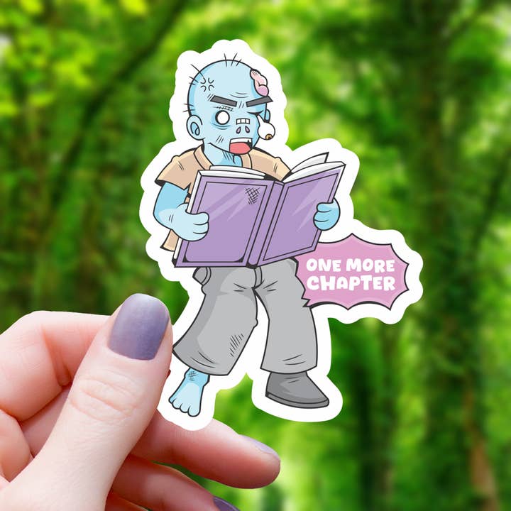 One More Chapter Reading Zombie Sticker - 3" for wholesale by Mimic Gaming Co