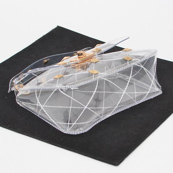 Clair Sac à poignée cloutée transparente en vente sur Faire3
