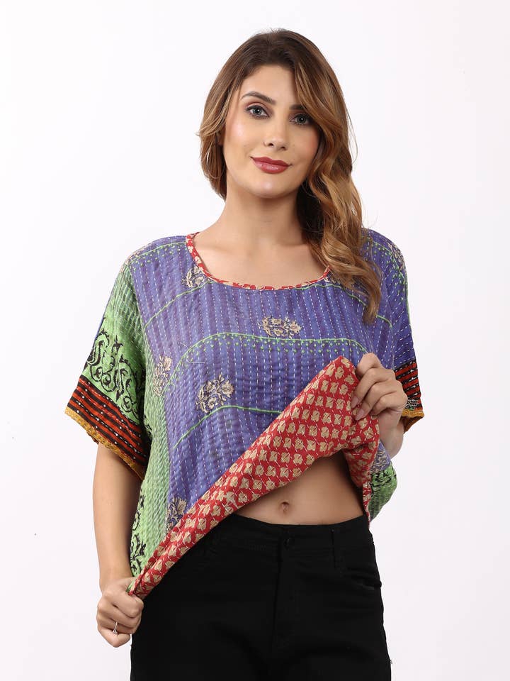 Lote mixto al por mayor de tops de algodón kantha estampados de mujer en talla grande para venta al por mayor de Wevez