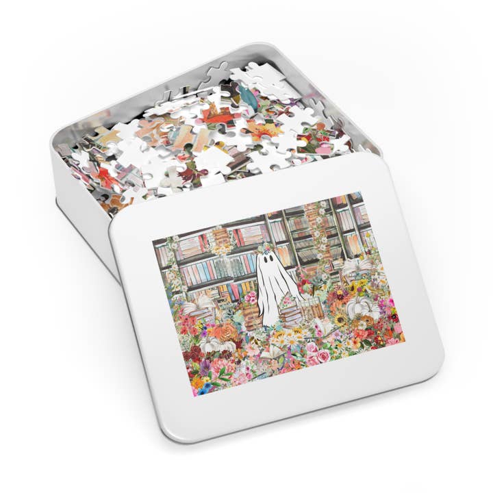 Book Lover Halloween Puzzle: Floral Ghost in Library for wholesale by Opal and June