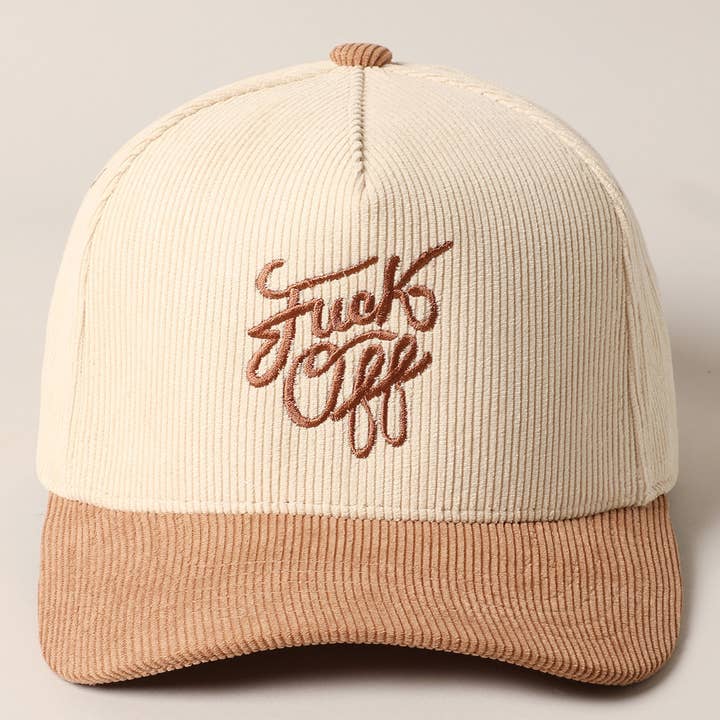 Fashion City - Wholesale Trucker Hat - Unisex - Fuck Off Corduroy Trucker Baseball Cap