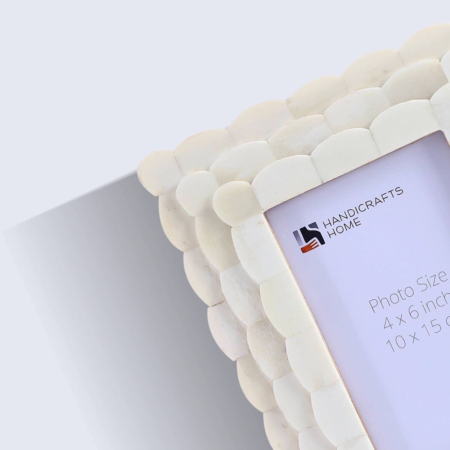 Handicrafts Home - Wholesale Picture Frame - Picture Frame Scalloped Arts Bone Inlay White 4x64