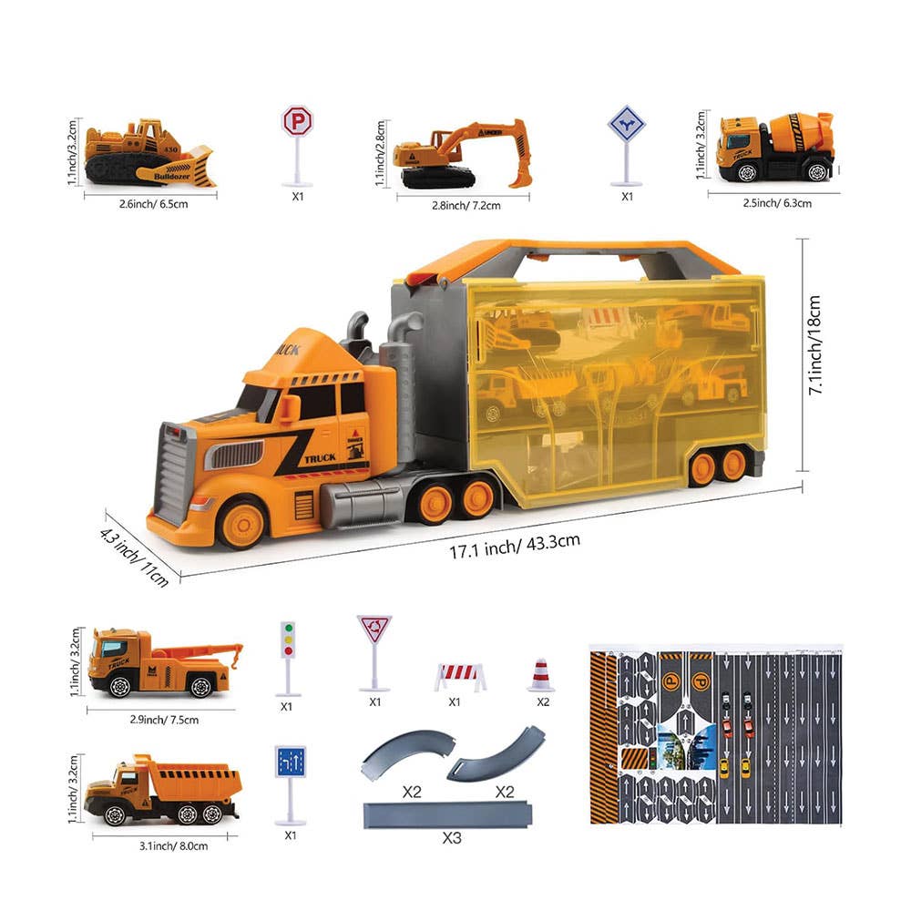 AJ Aguiar - Wholesale Toy Car/Truck - Kids - 2 In 1 Construction Truck And Container With Vehicles And Track8